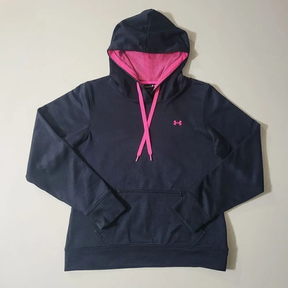 Under Armour® Women's Black Long Sleeve Pink Mesh Lined Hoodie